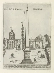 Obelisco de Santa Maria Maggiore Obelisco em S. Maria Maggiore (título no objeto) Moderne en antieke monumenten en bouwwerken in Rome (título da série) Ornamentos de edifícios antigos e modernos da cidade alma de Roma (título da série)