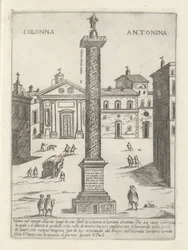Coluna de Marco Aurélio em Roma Colonna a S. Antonio (título no objeto) Monumentos e edifícios modernos e antigos em Roma (título da série) Ornamenti di fabriche antichi et moderni dell
