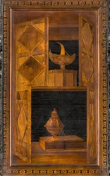 Coro Canônico Ligeano, Inlaid de Giovanni Maria Platina 1484, Superior Stall