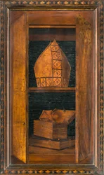 Coro Canônico Ligeano, Inlaid de Giovanni Maria Platina 1484, Superior Stall