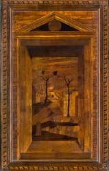 Coro Canônico Ligeano, Inlaid de Giovanni Maria Platina 1484, Superior Stall