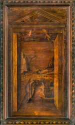 Coro Canônico Ligeano, Inlaid de Giovanni Maria Platina 1484, Superior Stall