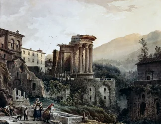 O Templo da Vesta em Tivoli, de Giovanni Migliara (1785-1837), Itália