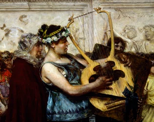 Proposta de casamento, por Giovanni Muzzioli (1854-1894), Detalhe