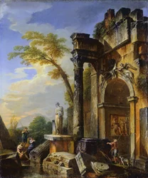 Ruínas de um Arco Triunfal na Campagna Romana