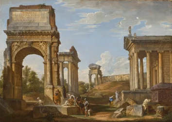Ruínas romanas com o Arco de Tito, 1734