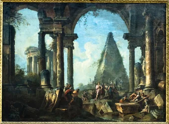 Alexandre, o Grande, em frente ao túmulo de Aquiles