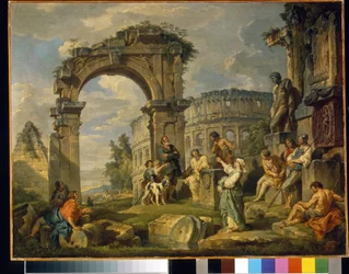 A Cumean Sibyl profetizou o nascimento de Cristo. Pintura de Giovanni paolo panini (ou Pannini) (1691-1765), óleo sobre tela