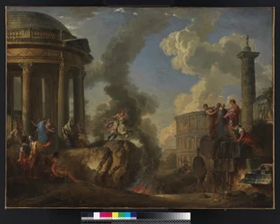 Marcus Curtius saltando para o golfo, c.1730