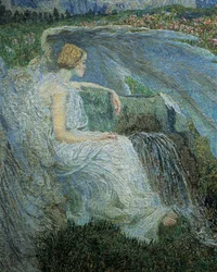 Amor na Fonte da Vida ou Amantes nas Fontes da Vida, de Giovanni Segantini, detalhe