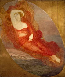 A deusa do amor, pintura de Giovanni Segantini (1858-1899), 1894-1897, Sol. 210x133 cm, Milão, Galleria d