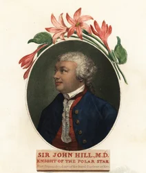 Retrato de Sir John Hill, naturalista e botânico. 1800 (gravura)