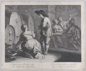 Uma garçonete enchendo canecas..., 1760-70.