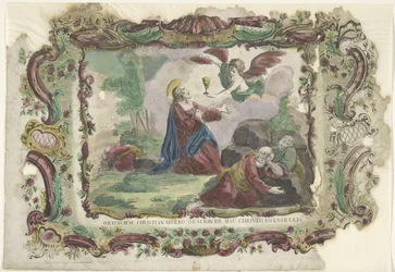 Cristo no Jardim do Getsémani
Oratio Jesu Christi in horto: oracion de Jesu Christo en la huerta (título sobre o objecto)