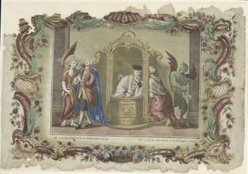 O sacramento da confissão
IV. Sacramentum poenitentia / IV. Sacramento la penitentia (título sobre o objecto)
Os sete sacramentos (título da série)