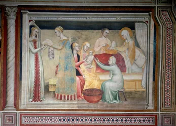 A vida da Virgem: o nascimento de Maria (Fresco