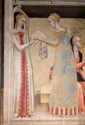 A vida da Virgem: o nascimento de Maria, detalhe (Fresco