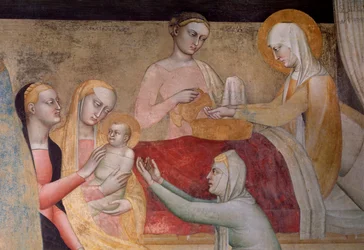 A vida da Virgem: o nascimento de Maria, detalhe (Fresco