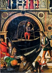A cura milagrosa da filha de Benvegnudo da San Polo graças a uma relíquia da cruz, cerca de 1502 (óleo sobre tela)