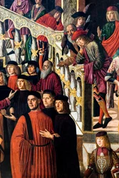 A cura milagrosa da filha de Benvegnudo da San Polo graças a uma relíquia da cruz, cerca de 1502 (óleo sobre tela)