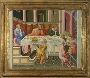O Chefe de João Batista levado ao Painel de Herodes Predella, 1454