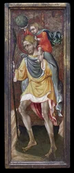 São Cristóvão carregando Jesus Cristo em seus ombros. Pintura de Giovanni Di Paolo Di Grazia (Giovanni dal Poggio