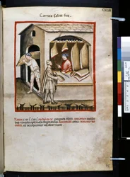 Theatrum sanitatis de Ububchasym de Baldach: "Carnes Salite Si ce", primeira década do século XIV (miniatura)