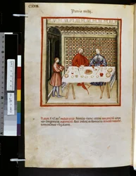 Theatrum sanitatis de Ububchasym de Baldach: "Panis Milij", primeira década do século XIV (miniatura)