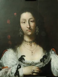 Retrato de um óleo de senhora no painel
