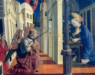 Anunciação de Girolamo di Giovanni de Camerino (ca 1449-1473), detalhe, ca 1460