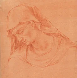 Cabeça de uma mulher de luto em perfil à esquerda, ca. 1575-80.