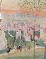 Vista da cidade de Prato, detalhe da crucificação, da casa capitular, 1509