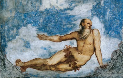 Alegoria de Inverno, Pormenor dos frescos de Girolamo Romanino (ca. 1484- depois de 1559), encomendado por Bernardo Clesio