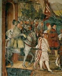 Rei Christian e Bartolomeo Colleoni a cavalo (fresco)