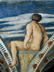 Nu masculino, Detalhe dos afrescos de Girolamo Romanino (ca. 1484-após 1559), encomendado por Bernardo Clesio