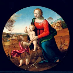Nossa Senhora e Criança com o Menino São João Baptista (óleo sobre madeira)
