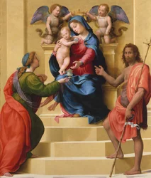 Madonna e criança entronizada com os santos Maria Madalena e João Batista, ca. 1523