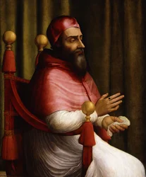 Retrato do Papa Clemente VII, sentado em três quartos,