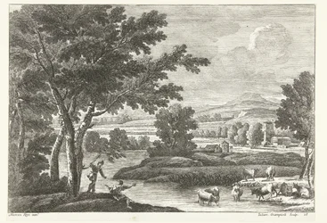 Paisagem com pastores e gado pela água Paisagens italianas (título da série)