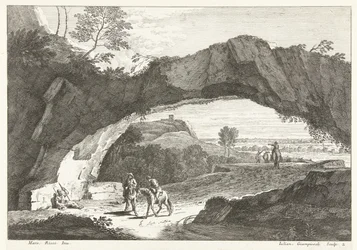 Paisagem com ponte de pedra e algumas figuras Paisagens italianas (título da série)