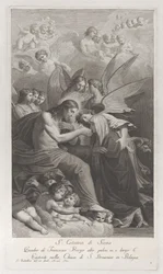 Cristo dando a Hóstia Sagrada a Santa Catarina de Sena ajoelhada..., 1750-1812.