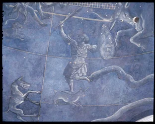 O Caminho do Sol através das estrelas na noite de 4 de julho de 1442, detalhe de Orion e Touro, do intradorso acima do altar, c.1430 (detalhe de 85088)