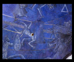 O Caminho do Sol através das estrelas na noite de 4 de julho de 1442, detalhe de Touro, do intradorso sobre o altar, c.1430 (detalhe de 85088)