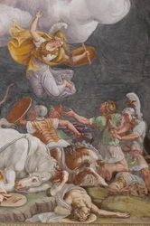 Uma batalha, detalhe, O Cavalo de Tróia, Câmara de Tróia (Sala di Troia)