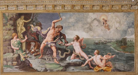 Laocoonte e seus filhos sendo atacados por serpentes, O Cavalo de Tróia, Câmara de Tróia (Sala di Troia)