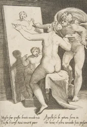 Apolo ao lado de uma mulher representando uma alegoria da pintura, de 