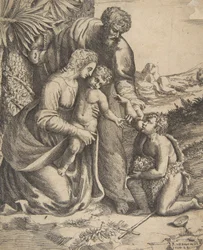 Sagrada Família com São João Batista que se ajoelha à direita, 1531-76.