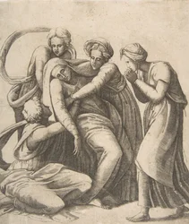 A Virgem desmaiada e apoiada nos braços das santas mulheres, 1531-76.