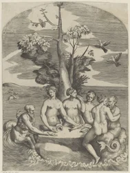 Quatro ninfas e dois deuses do mar