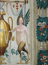 Decoração grotesca com figuras de harpia